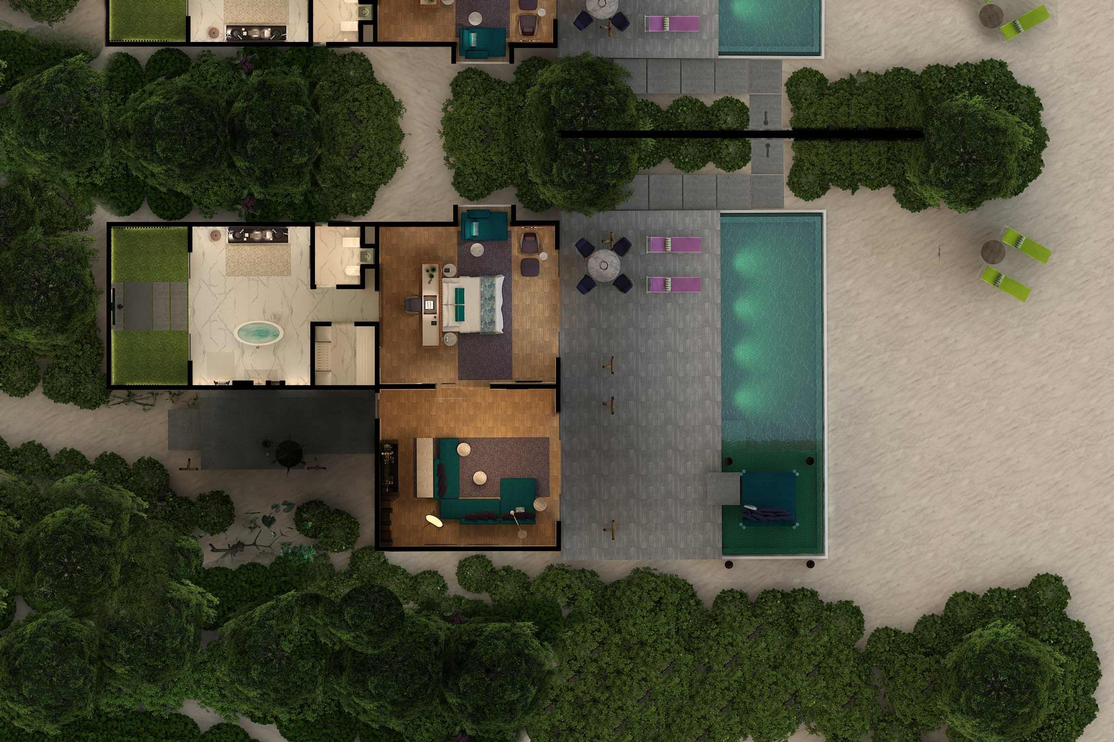 Superior beach villa with pool