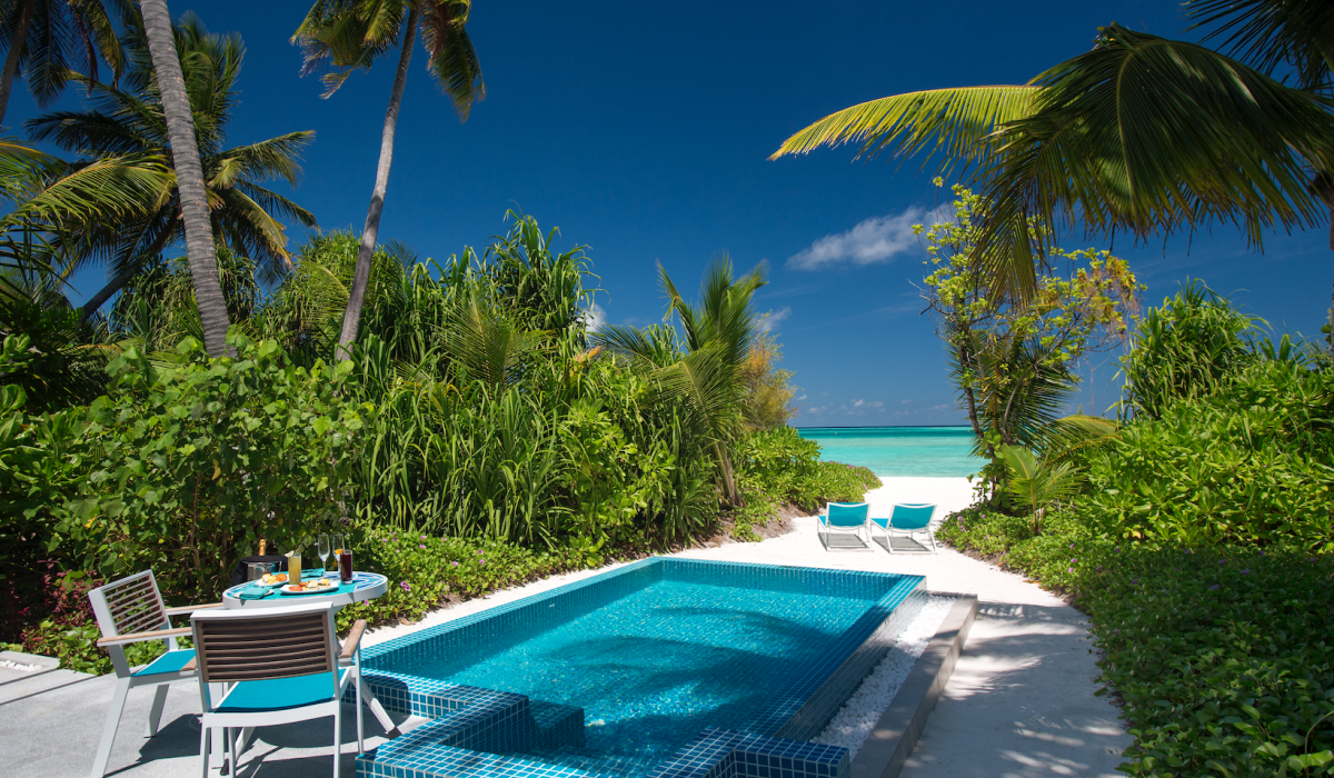 Sunset beach pool villa with jacuzzi